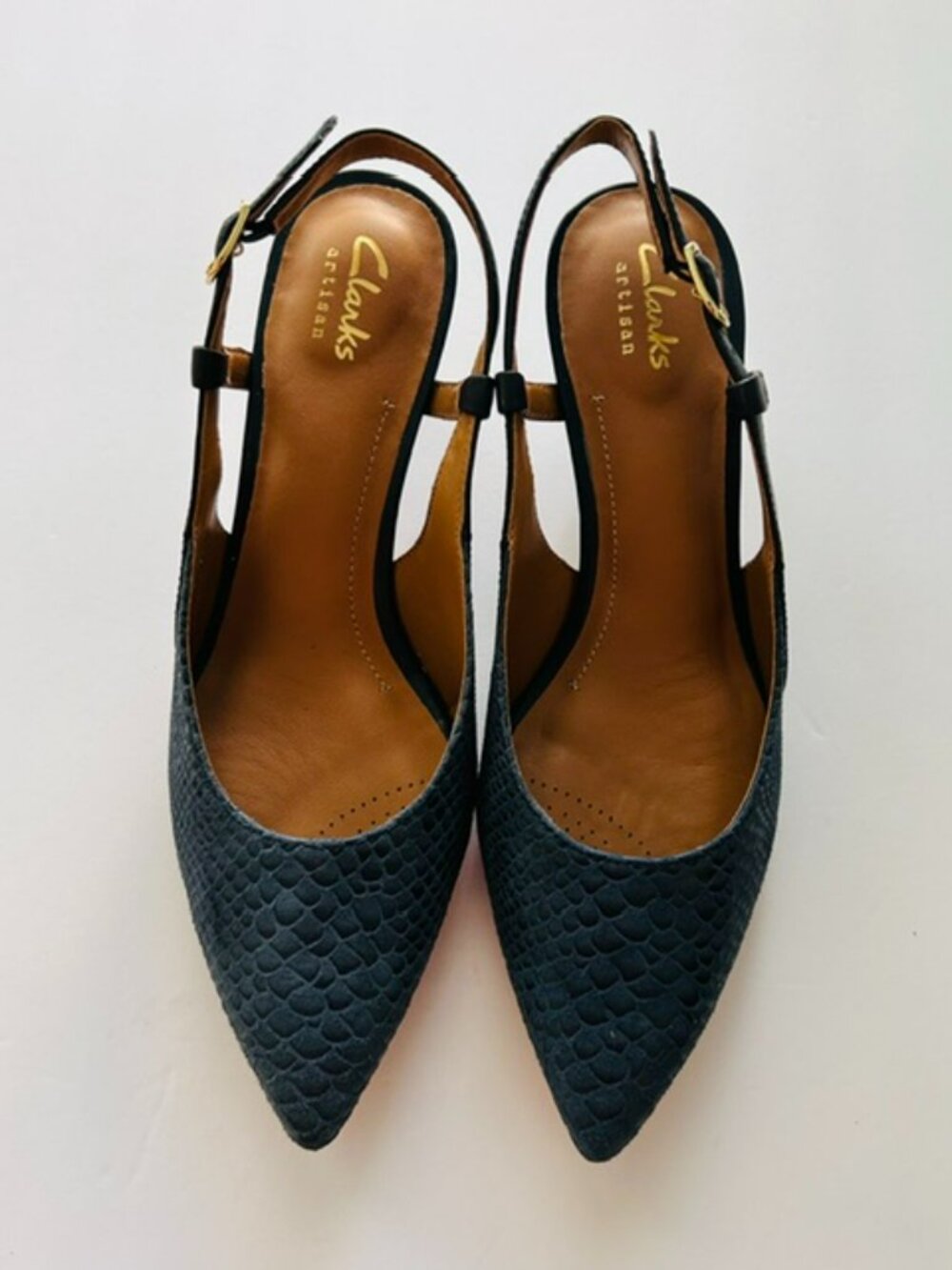 NWT Clarks Women's Slingback Heeled Shoes, Navy, Size 8M